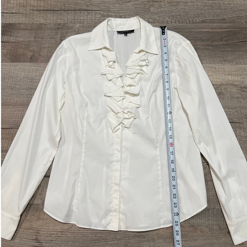 Lafayette 148 Ruffle Button Up Professional Shirt Size 6 Modern Contemporary Top - Picture 8 of 8
